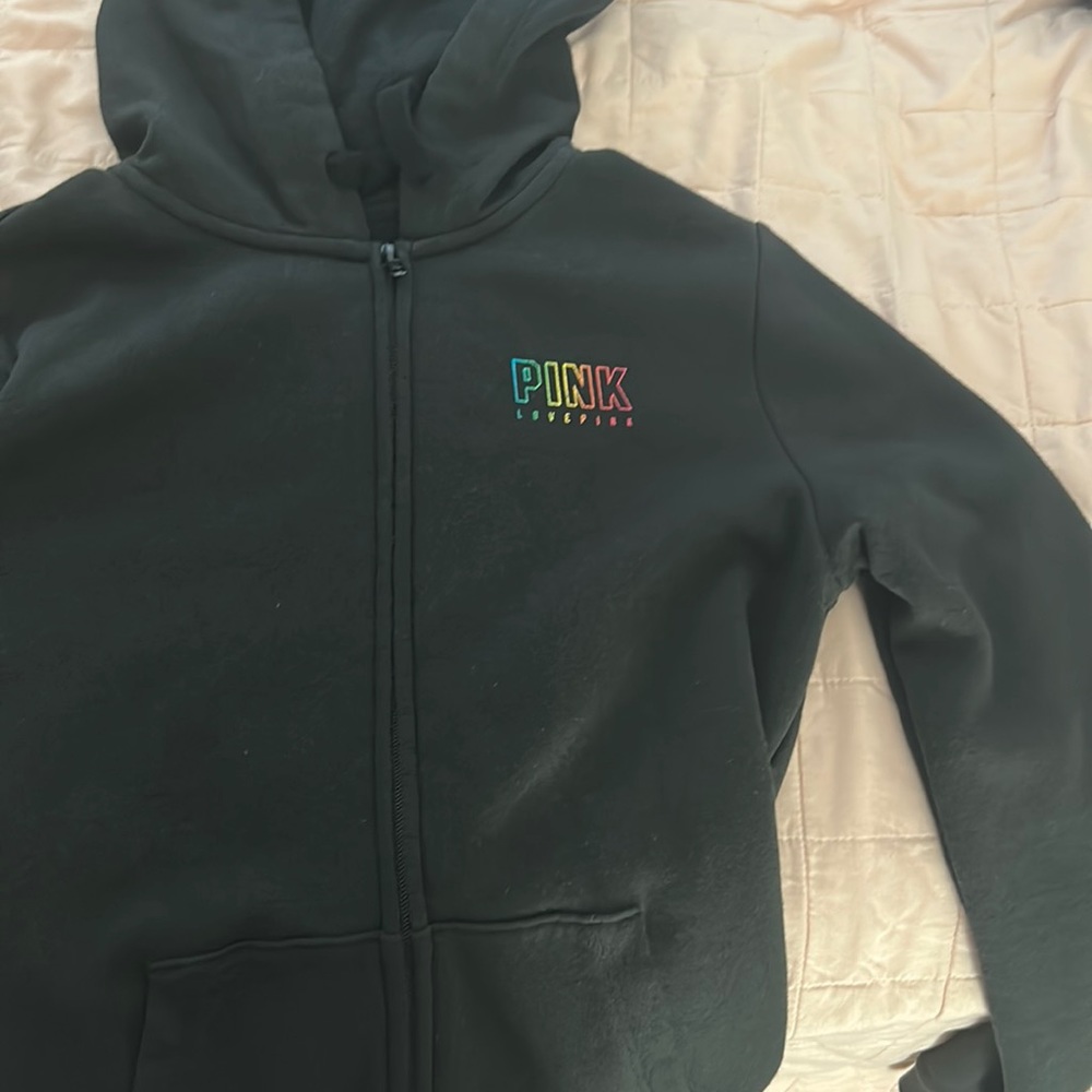 Rainbow black pink zip up jacket